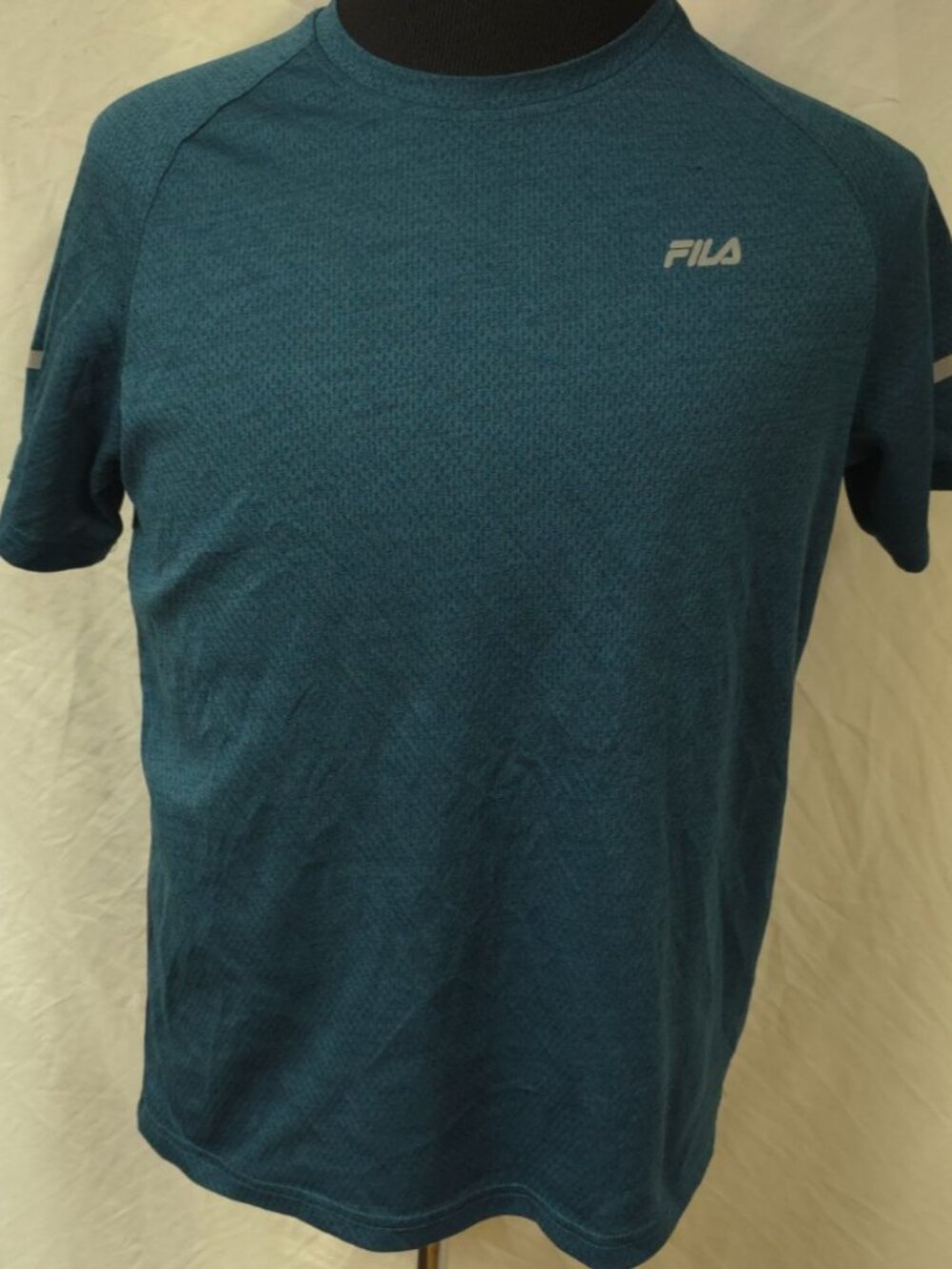 Fila Sport Youth Boys Medium Teal Black Spellout Mesh Activewear T-Shirt